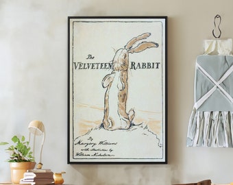 The Velveteen Rabbit Book Cover Canvas/Poster Art Reproduction, Vintage Book Cover Poster, Kids Room Wall Art