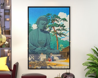 Kamakura Buddha Print, Kawase Hasui, Japanese Shin Hanga Art
