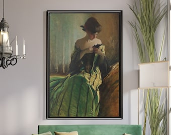Woman in Green Dress Print, Vintage Woman Painting, Moody Romantic Room  Decor, Green Vintage Portrait Print, Vanity Decor, Victorian Woman - Etsy