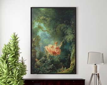 Impresión de Fragonard El columpio: reproducción de arte rococó francés