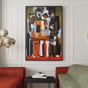Three Musicians by Pablo Picasso Canvas Wall Art Reproduction, Cubism Art, Museum Poster