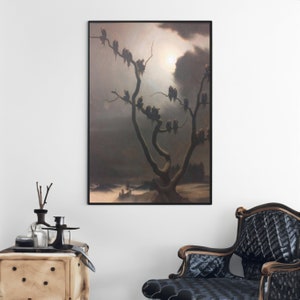 Geister auf dem Baum von Franz Sedlacek Leinwand/Poster Reproduktion, Dunkler Surrealismus Gemälde Druck, Halloween Dekor