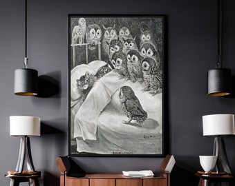 Reproduction d'art mural Louis Wain Cats Nightmare, impression de peinture animalière vintage, affiche de musée