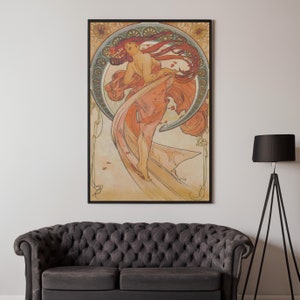Dance by Alphonse Mucha Canvas/Poster Art Reproduction, Art Nouveau Print, Mucha Wall Art, Vintage Wall Art Framed
