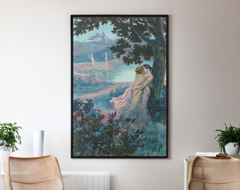 Rochegrosse Women Kissing Art Print: Lesbian Canvas/Poster, LGBT Gift