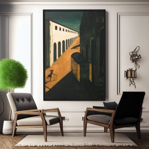 Mystery and Melancholy of a Street by Giorgio de Chirico Canvas/Poster Wall Art Reproduction, Cityscape Painting Print