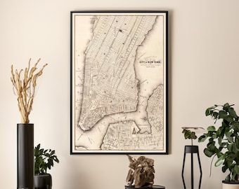 Vintage New York City Map: Canvas Wall Art Reproduction