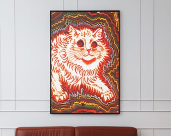Louis Wain Cat Art Print: Vintage Psychedelic Animal Illustration