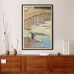 Kawase Hasui Amakusa Mainland Gion Bridge Canvas/Poster Wall Art Reproduction