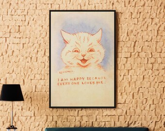 Louis Wain Cat Art Print: Vintage Kitty Illustration Poster