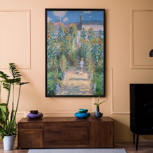 Der Künstlergarten in Vetheuil von Claude Monet Leinwand/Poster Wandkunst, Impressionismus Print