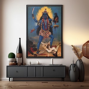 Goddess Kali Canvas Wall Art, Hindu Religious Print, Mother Goddess Poster