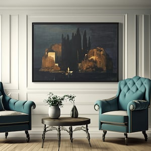 The Isle of the Dead by Arnold Bocklin Canvas/Poster Wall Art Reproduction, Symbolism Art, Romanticism Painting Print