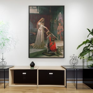 Accolade by Edmund Blair Leighton Canvas/Poster Wall Art Reproduction, Pre-Raphaelite Warrior Historical Painting Print
