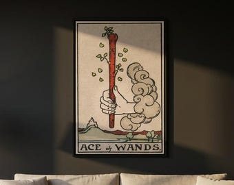Ace of Wands Tarot Card Canvas/Poster Wall Art Reproduction