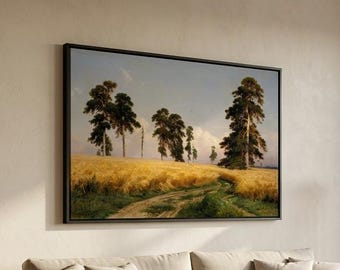 Ivan Shishkin Rye Field Canvas Wall Art Reproduction, Landscape Poster, Russian Painting Print