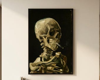Vincent van Gogh Skull of a Skeleton with a Burning Cigarette Canvas/Poster Wall Art Reproduction