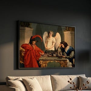 Faust and Mephisto Playing Chess Art: Canvas or Poster Print