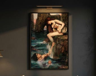 John William Waterhouse The Siren Art Print: Pre-Raphaelite Canvas Wall Decor