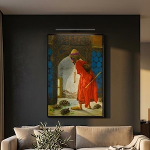 Osman Hamdi Bey The Tortoise Trainer Canvas Wall Art, Satire Art Print, Turtle Poster