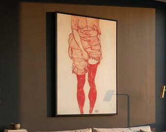 Egon Schiele "Donna in piedi in rosso" Stampa artistica espressionista