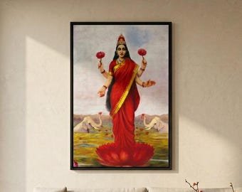 Laxmi  ビンテージのインド版画の現代的な復刻版。 - Etsy 日本