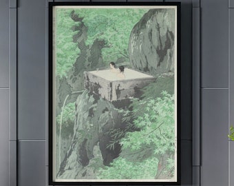 Shiro Kasamatsu Shirahone Hotspring-kunstdruk: vintage Japanse houtsnede, Shin Hanga-muurkunst