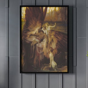 Herbert James Draper The Lament for Icarus Canvas/Poster Art Reproduction, Classic Art Print, Angel Wall Art, Victorian Decor