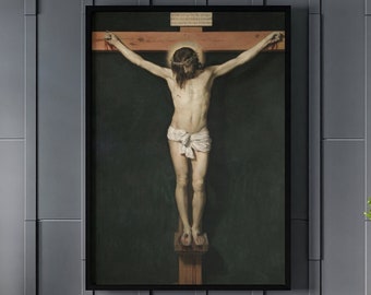 Diego Velázquez Cristo crucificado lienzo arte de la pared, impresión de pintura de la cruz de Jesús, cartel religioso