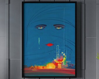 Celestial Eyes by Francis Cugat (1925) Canvas/Poster Art Reproduction, The Great Gatsby Cover, Book Cover Poster, Surrealism Art Print