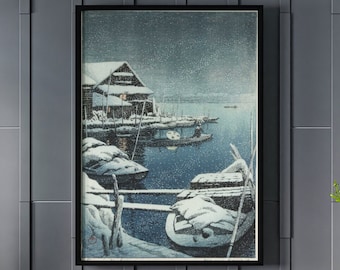 Kawase Hasui Snow in Mukojima Art Print: Japanese Shin Hanga Landscape