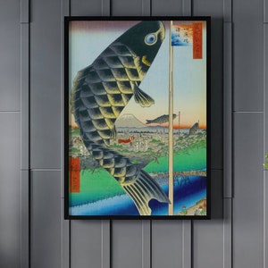 Hiroshige Suido Bridge and Surugadai Canvas/Poster Wall Art, Ukiyo-e Woodblock Print, Japanese Art Reproduction