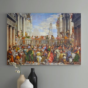 Paolo Veronese The Wedding Feast at Cana Canvas/Poster Art Reproduction, Renaissance Wall Art, Antique Religious Art Print, Orientalism Art
