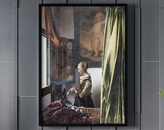 Menina lendo uma carta em uma janela aberta por Johannes Vermeer Tela/Pôster Arte de parede