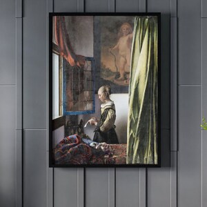 Chica leyendo una carta en una ventana abierta por Johannes Vermeer Canvas/Poster Wall Art