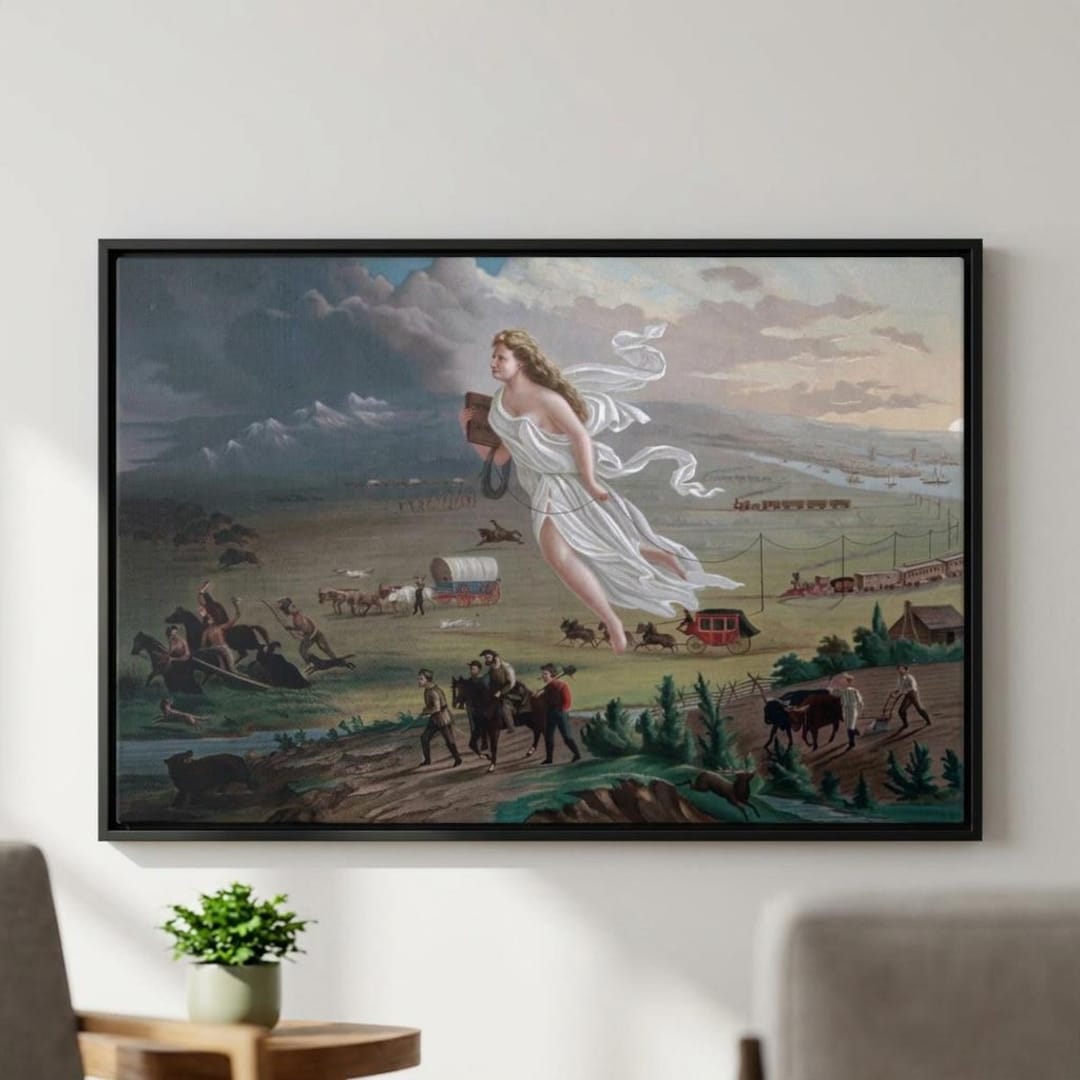American Progress Painting Print by John Gast: Manifest Destiny Canvas ...