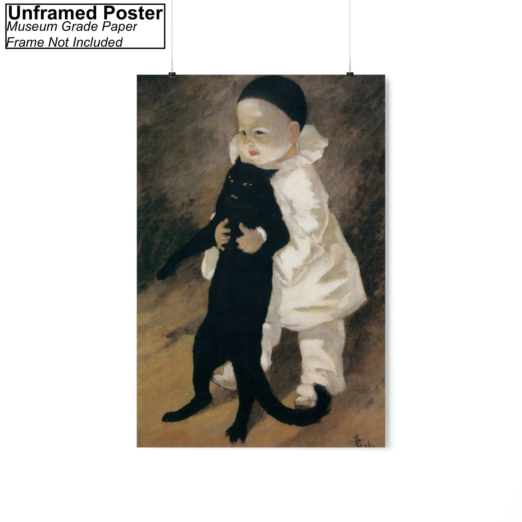 テオフィル・スタンラン作「ピエロと猫」キャンバス/ポスター ウォール