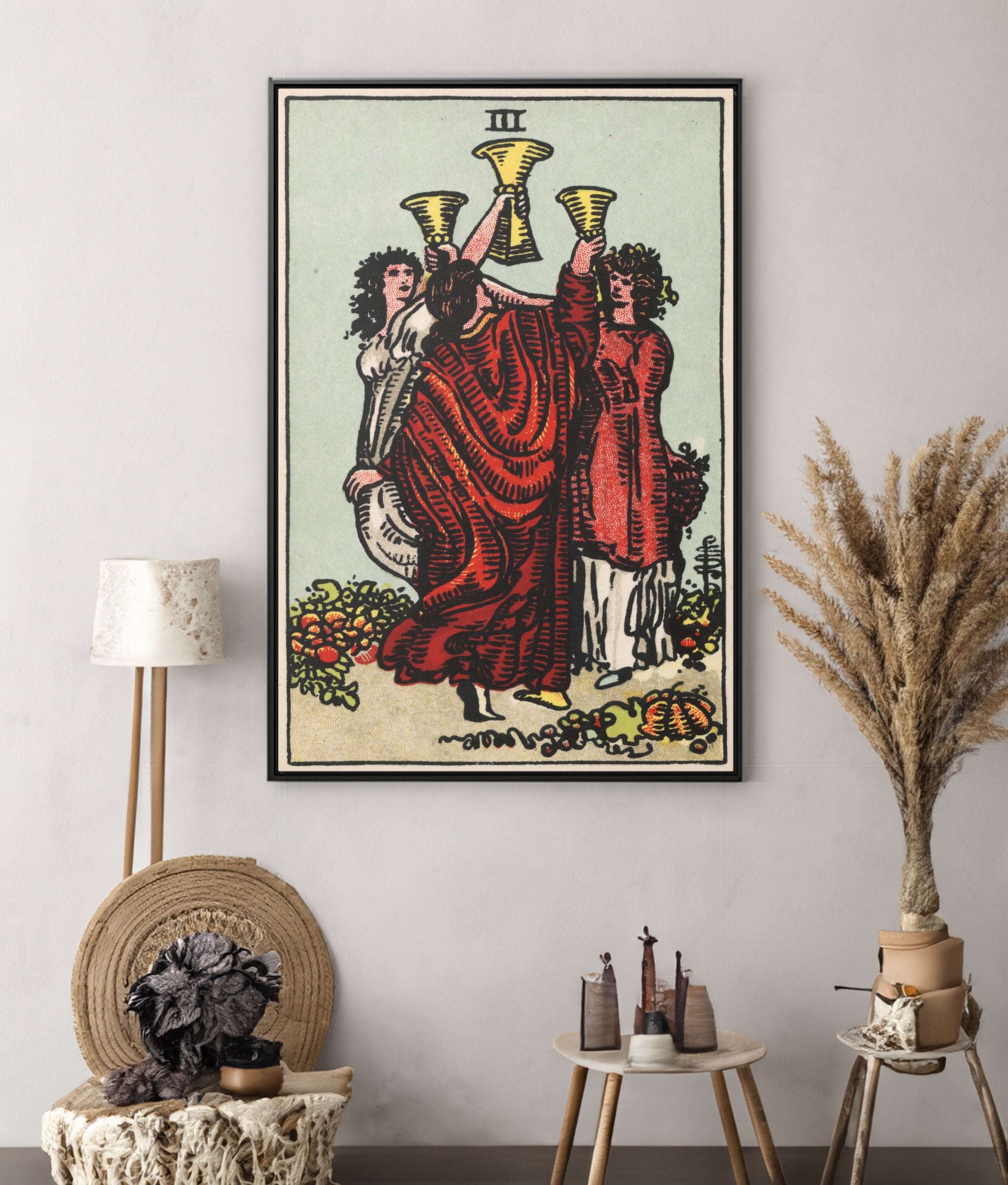 Riproduzione di arte da parete su tela di carte dei tarocchi tre