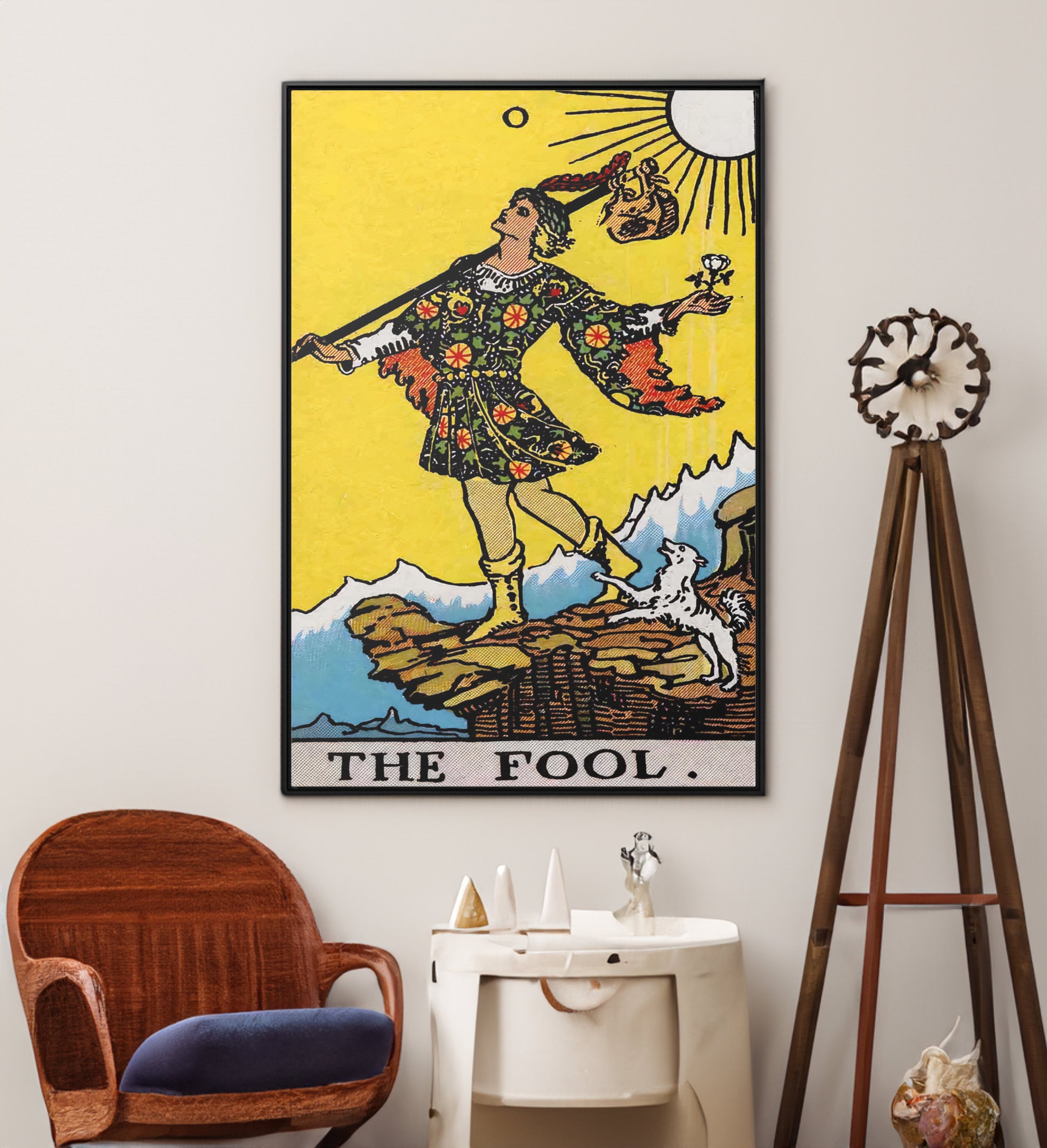 The Fool Tarot Card Canvas Wall Art Reproduction, Psychic Painting