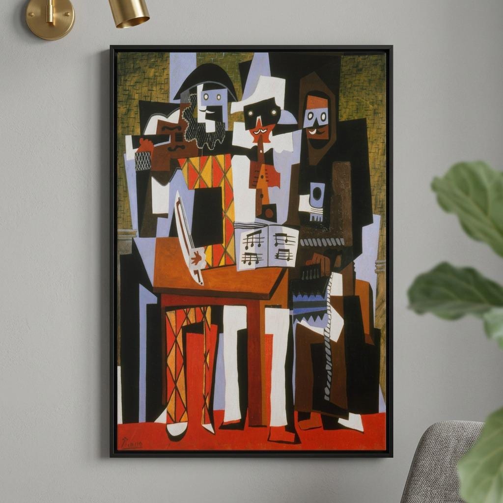パブロ・ピカソ作「三人の音楽家」キャンバス壁掛けアート複製画