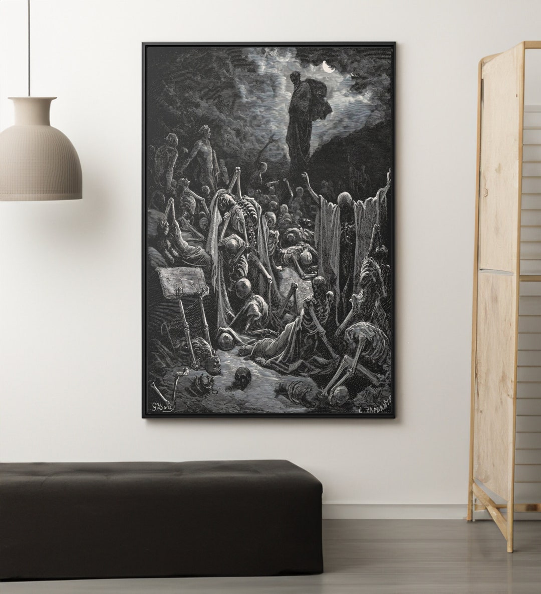 The Vision of the Valley of Dry Bones, valley of the dead, Gustave Dore illustration - T-shirt main image 1