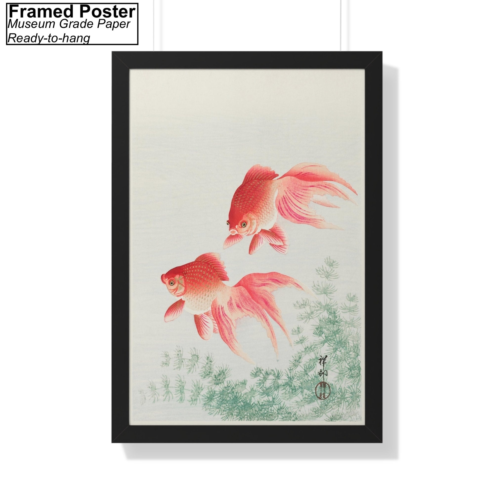小原古邨作「2匹のベール金魚」キャンバス/ポスター 壁アート複製