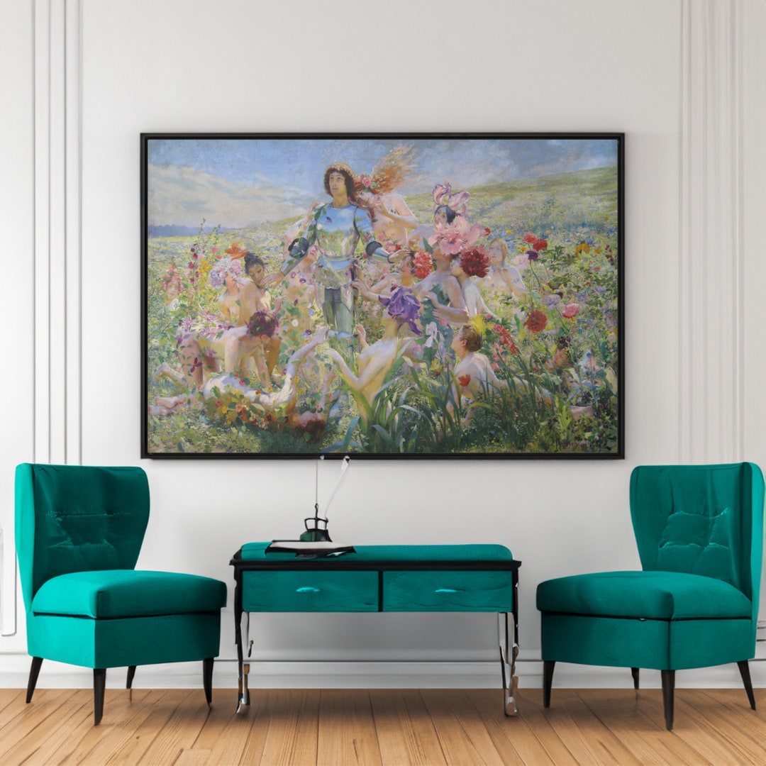 Rochegrosse Le Chevalier Aux Fleurs Canvas/poster Wall Art Reproduction, Mythology