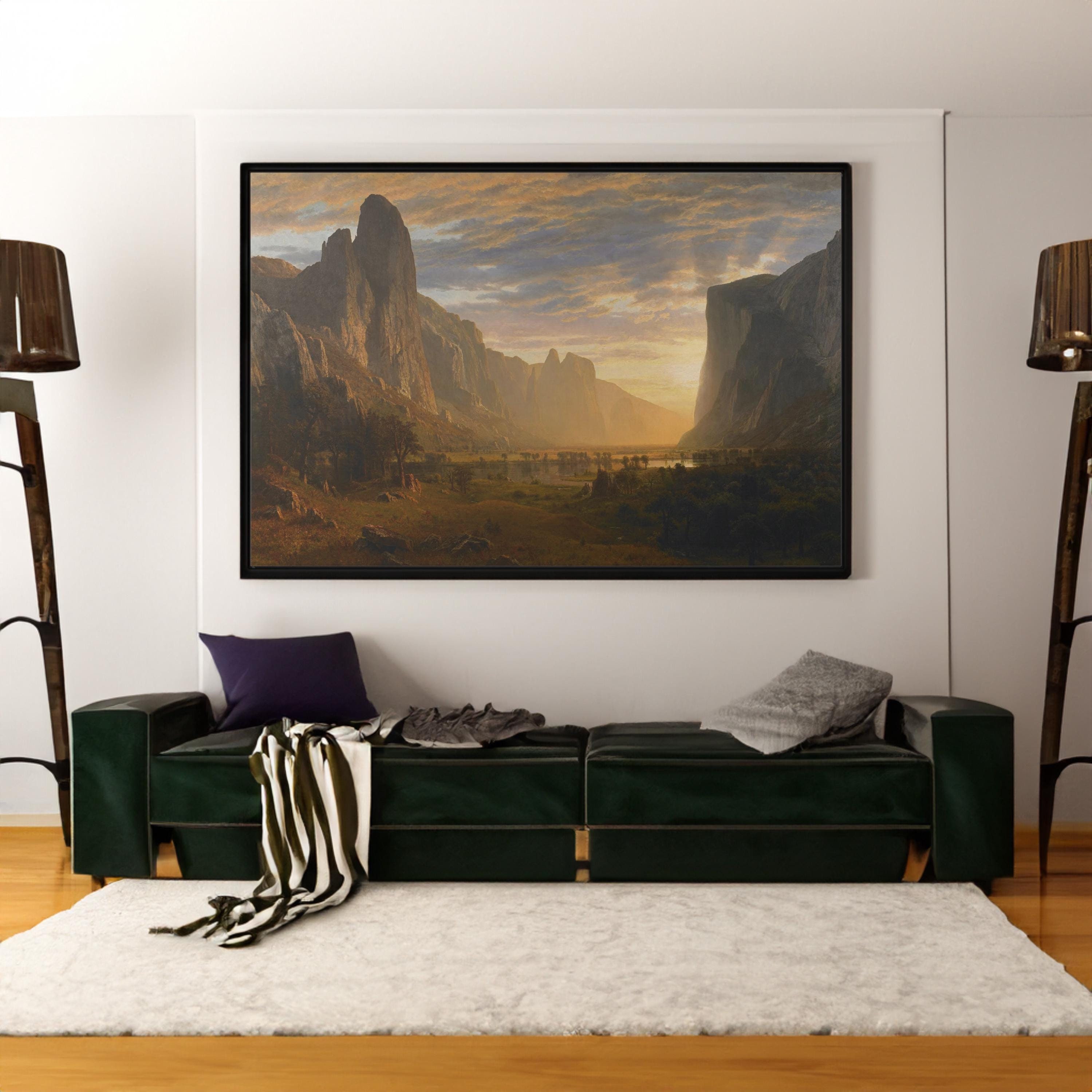 Albert Bierstadt Valley of the Yosemite Canvas/Poster Art Reproduction, Neo Romantic Wall Art, Vintage Landscape Art Print