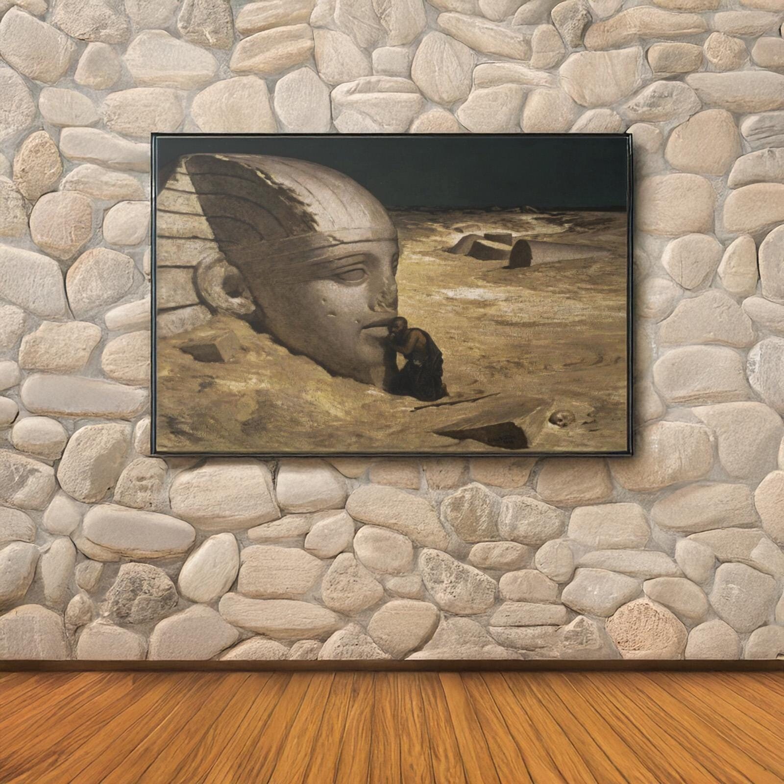 The Questioner of the Sphinx by Elihu Vedder Canvas/Poster Wall Art Reproduction, Ancient Egypt Painting Print