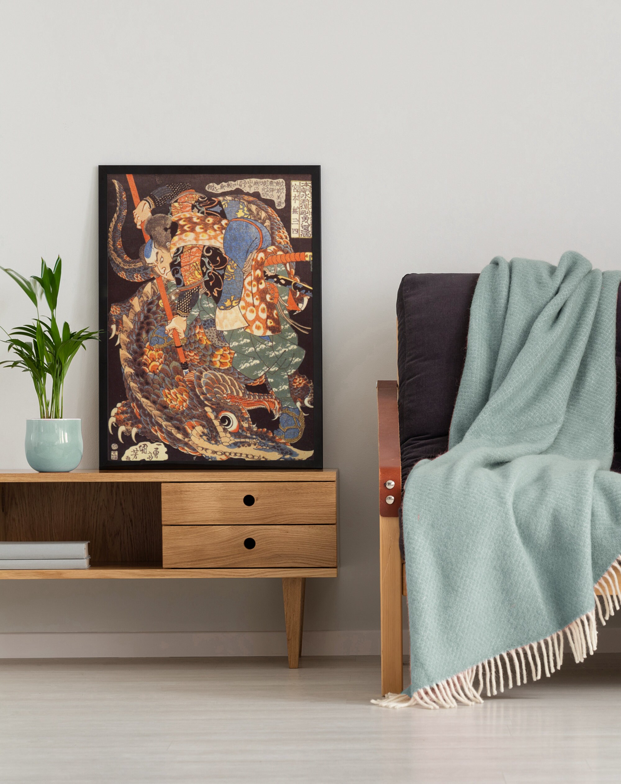 Miyamoto Musashi Killing Nue Art Print, Utagawa Kuniyoshi Samurai