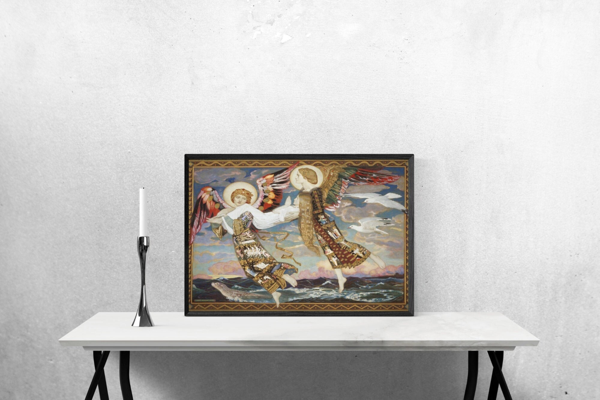 John Duncan Saint Bride Canvas Wall Art, Angel Art Print Framed