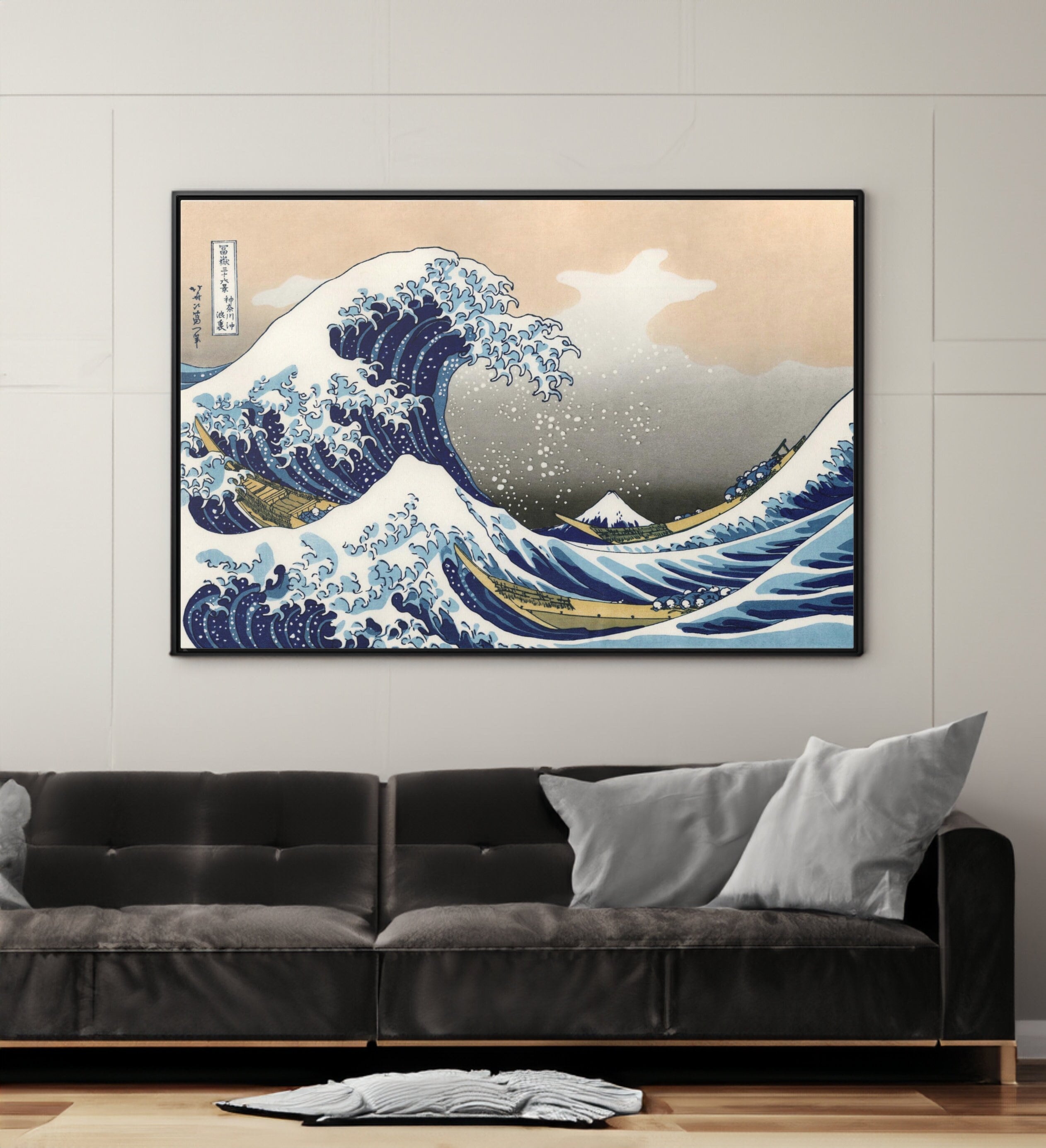 葛飾北斎作「神奈川沖浪裏」キャンバス/ポスター複製壁アート、浮世絵