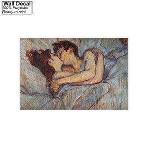 In Bed The Kiss by Henri de Toulouse Lautrec Canvas/Poster Wall Art Reproduction, Above Bed Print Wall Decal
