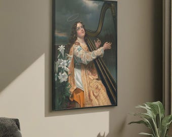 St Cecilia Print, Katholische Wandkunst, Christliche Leinwand